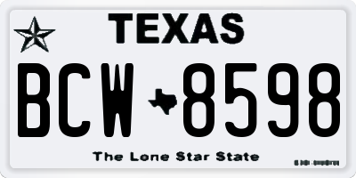 TX license plate BCW8598