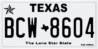 TX license plate BCW8604