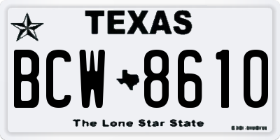 TX license plate BCW8610