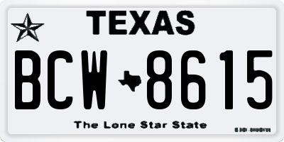TX license plate BCW8615