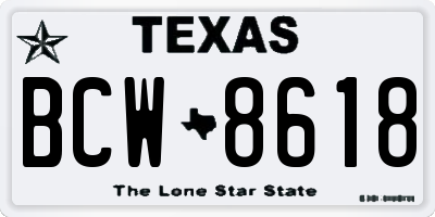 TX license plate BCW8618