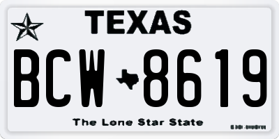 TX license plate BCW8619