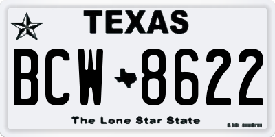 TX license plate BCW8622