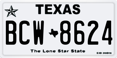 TX license plate BCW8624