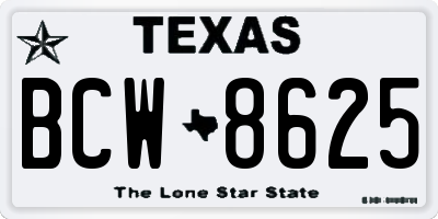 TX license plate BCW8625
