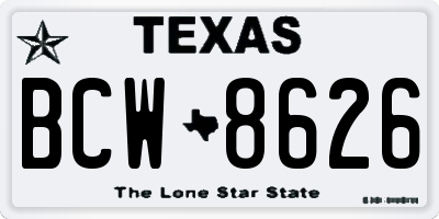 TX license plate BCW8626