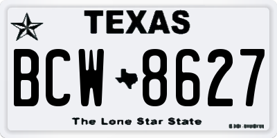 TX license plate BCW8627
