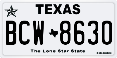 TX license plate BCW8630