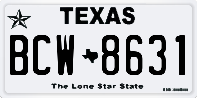 TX license plate BCW8631