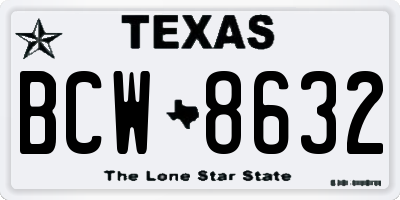 TX license plate BCW8632