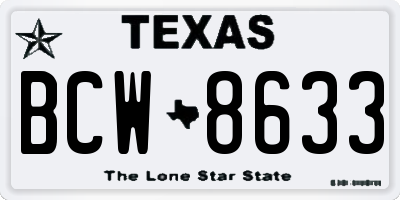 TX license plate BCW8633