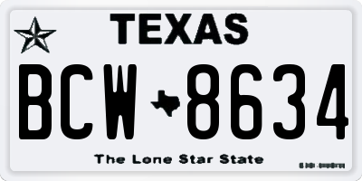 TX license plate BCW8634
