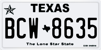 TX license plate BCW8635