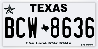 TX license plate BCW8636