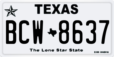 TX license plate BCW8637
