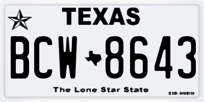 TX license plate BCW8643