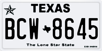 TX license plate BCW8645