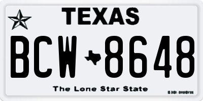 TX license plate BCW8648