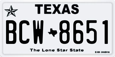 TX license plate BCW8651