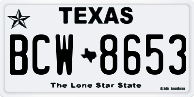 TX license plate BCW8653