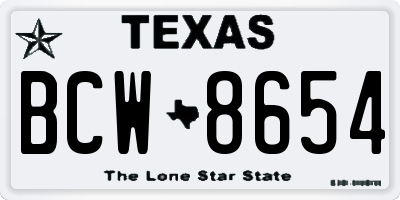 TX license plate BCW8654