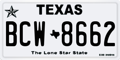 TX license plate BCW8662