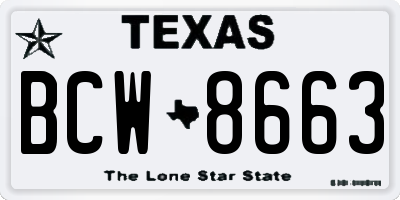 TX license plate BCW8663
