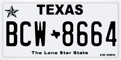 TX license plate BCW8664