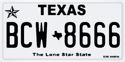 TX license plate BCW8666