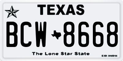 TX license plate BCW8668