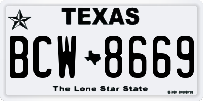 TX license plate BCW8669