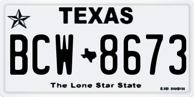 TX license plate BCW8673