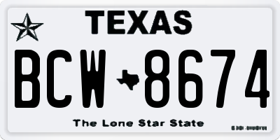 TX license plate BCW8674