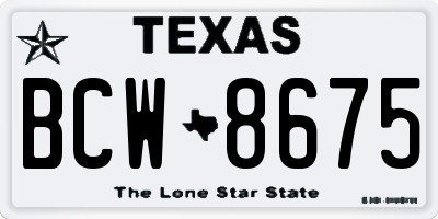 TX license plate BCW8675