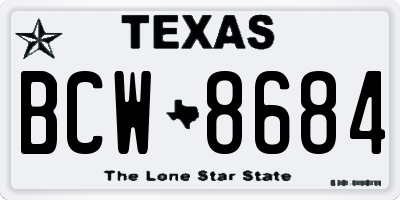 TX license plate BCW8684