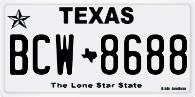 TX license plate BCW8688