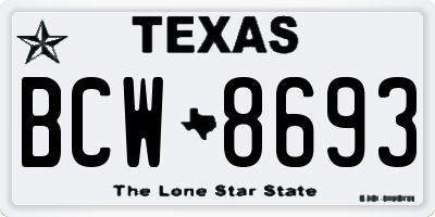 TX license plate BCW8693