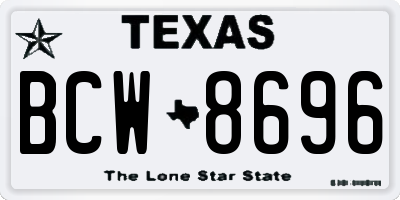 TX license plate BCW8696