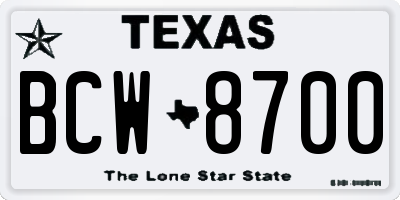 TX license plate BCW8700