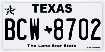TX license plate BCW8702