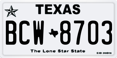 TX license plate BCW8703