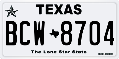 TX license plate BCW8704