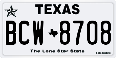 TX license plate BCW8708
