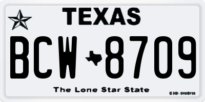 TX license plate BCW8709