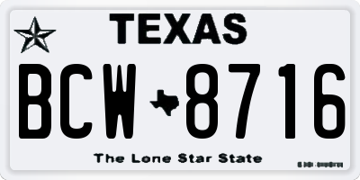 TX license plate BCW8716