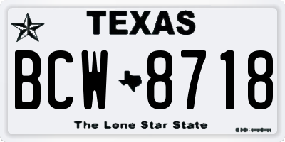 TX license plate BCW8718