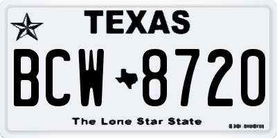TX license plate BCW8720
