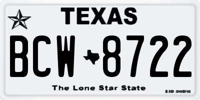 TX license plate BCW8722