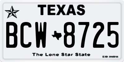 TX license plate BCW8725