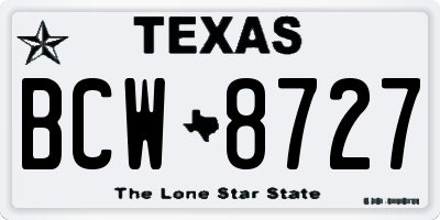 TX license plate BCW8727